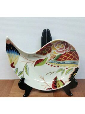 Vida Eva Mendes for Espana Rose Print Paisley Teardrop Serving Plate China 9"X6"